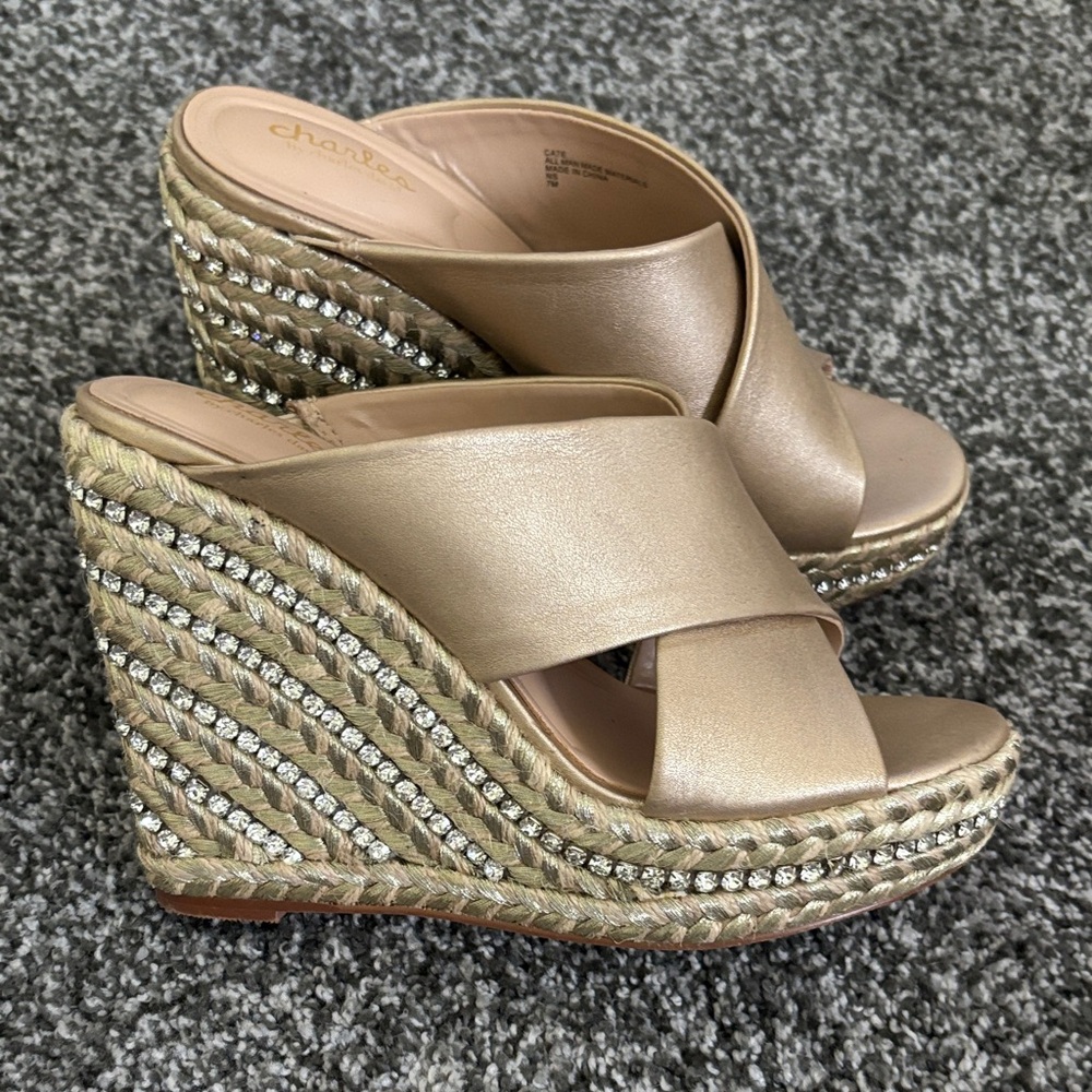 Charles David Metallic Wedge Sandals - Picture 4 of 4